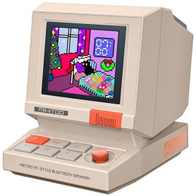 Divoom Minitoo Enceinte Bluetooth Pixel Art, réveil, au Style Mini PC rétro | Personnalisation via l’app, bruit blanc relaxant,