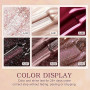 YSUVIN Vernis Semi Permanent, 6 Couleurs Rouge Foncé Pailleté Nude Marron Magnétique Automne Hiver Vernis Gel Soak Off UV LED Ve