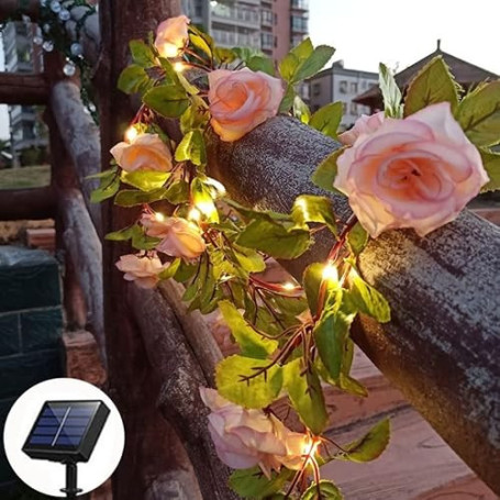 cuzile Guirlande lumineuse en forme de fleur, 5 m, 50 LED, solaire, pour cour, jardin, arbre, clôture, Noël, fêtes, vacances