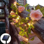 cuzile Guirlande lumineuse en forme de fleur, 5 m, 50 LED, solaire, pour cour, jardin, arbre, clôture, Noël, fêtes, vacances