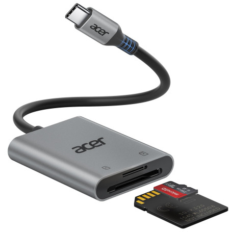 Acer Lecteur de Carte SD USB C 3.0 170MB/s, Adapateur Carte Mémoire MicroSD | USB C SD Card Reader Simultané à Lire et Écrire po