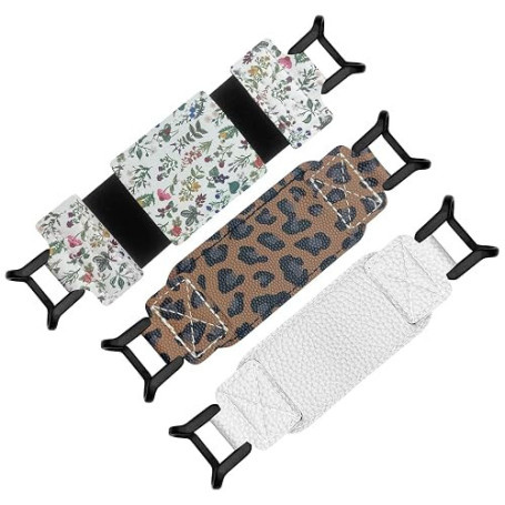 3 Pièces Dragonne de Sécurité pour 6-8" eReaders Tablet, Fleur Accessoires Liseuses, Support Élastique en PU Cuir, Support de Sa