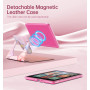 MoKo Coque Pivotante à 360° pour 7" eBook Reader, Marbre Rose Clair Doré | Étui Protection à Dos Clair, Magnétique Détachable, S
