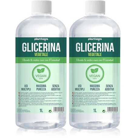 PLANTAWA Glycerine Vegetale 1L | Glycérine Liquide Haute Pureté | Glycerol Multiusage pour Savon Maison, Cheveux, Fleur et Boule