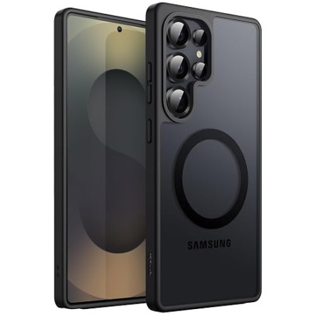 JETech Coque Magnétique pour Samsung Galaxy S25 Ultra, Noir Titane | Compatible avec MagSafe, Dos Translucide Mat, Étui Housse P