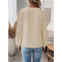 TUUHAW Tee Shirt Femme Bohème Col en V Top Manches Longues Blouse Élégant | Automne Chemise, Plissé Lâche, Dentelle Tunique, Flu