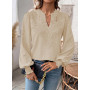 TUUHAW Tee Shirt Femme Bohème Col en V Top Manches Longues Blouse Élégant | Automne Chemise, Plissé Lâche, Dentelle Tunique, Flu