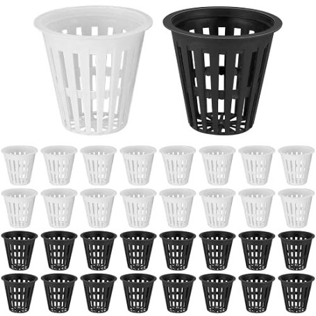 50 Pièces Paniers Hydroponiques Plastique, Pot Plantation Hydroponique Maille Filet, Pot Panier Croissance Plantes Culture Tasse