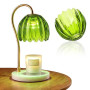 Tofficu Abat-Jour en Verre Vert, Globe Citrouille 12,5 cm pour Lampe | Ouverture 35 mm, Finition Texturée, Remplacement Pour Che