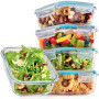Praknu 4 Boîtes en Verre 500 ml avec Couvercle – Conservation Alimentaire | Hermétiques et empilables, sans BPA, passent au lave