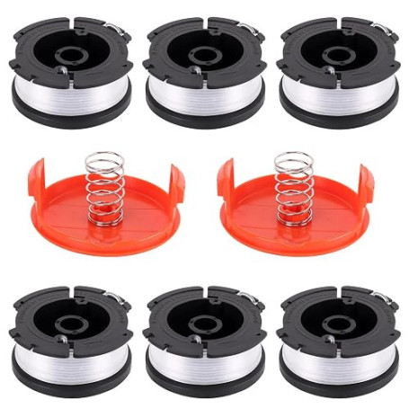 6 Pièces Bobine Fil Coupe Bordure Compatible avec Black et Decker Rotofil Blacke + 2 Couvercles +2 Ressort Bobine de Fil Debrous