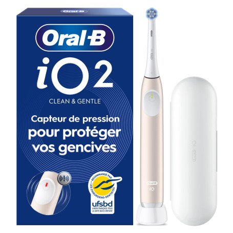 Oral-B Brosse à Dents Electrique iO 2 avec 1 Brossette de Rechange, Rose | 3 Modes de Brossage dont Douceur, Capteur de Pression