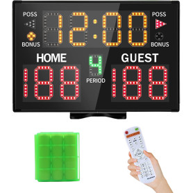 LUCKY TIME Tableau de Score électronique pour Basketball avec Buzzer | Portable, Écran LED haute luminosité, alimenté par piles,