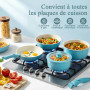 GiPP 11 Pièces Set Poele et Casserole Induction Antiadhésive en Granit,Bleu | Batterie de Cuisine Tout Feux, Inclure Poêle/Casse