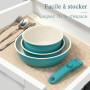 GiPP 11 Pièces Set Poele et Casserole Induction Antiadhésive en Granit,Bleu | Batterie de Cuisine Tout Feux, Inclure Poêle/Casse