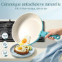 GiPP 11 Pièces Set Poele et Casserole Induction Antiadhésive en Granit,Bleu | Batterie de Cuisine Tout Feux, Inclure Poêle/Casse