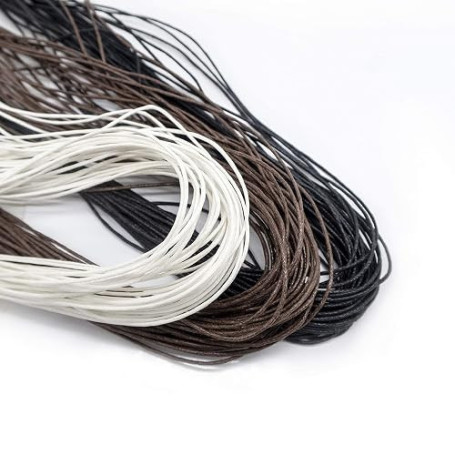 TOAOB 105M Cordon Ciré Tressé pour Bracelet 1mm Rond Blanc Noir et Marron | pour Fabrication de Bijoux Collier Artisanat Breloqu