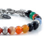 10:10 Bracelet avec pierres d'agate multicolores naturelles de 6 mm, perles en acier inoxydable, bracelet très résistant fabriqu