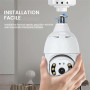 BSLVWG Caméra de sécurité à ampoule, 2,4 GHz WiFi 1080p, caméras sans fil, vue à 360 degrés avec détection de mouvement, suivi a