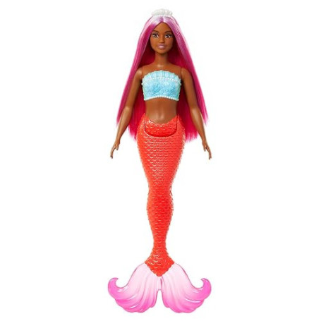 Barbie Sirène avec Cheveux Magenta et Accessoires fantastiques | Serre-tête, silhouette ronde avec bustier coquillage et queue r