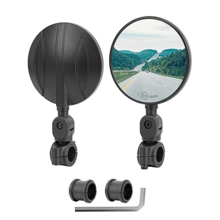SUPAREE Rétroviseur pliable tout-terrain pliable pour guidon de moto, rotatif à 180°, adapté aux diamètres de guidon de 22 mm et