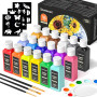 Shuttle Art Peinture Textile 18 Couleurs (60ml) avec Pinceaux Palette | Peintures pour Textiles Non Toxique avec Pochoirs, Peint
