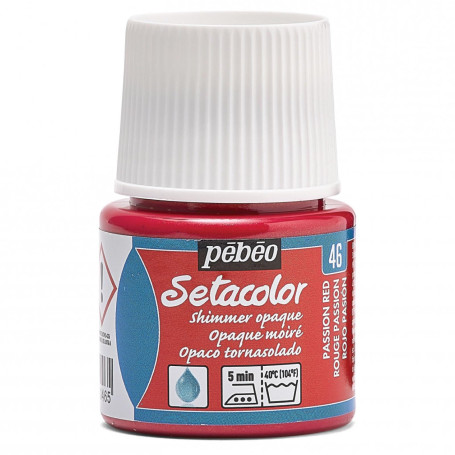 Pébéo 295046 Setacolor Opaque 1 Flacon Rouge Passion Moiré 45 ML