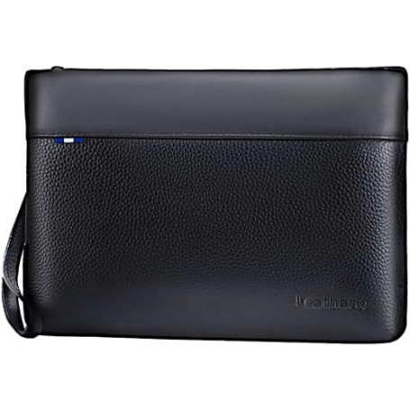 Leathario Pochette Homme Cuir Véritbale, Sacoche à Main Sac d'affaires Portefeuille, Petit Sac Hydrofuge Léger pour Voyage Loisi