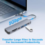 Hub USB C HDMI 4K PD 100W Charge,3*USB-A/C Multi Data Ports,Lecteur de Cartes SD/TF 7 en 1 Dock USB-C,Adaptateur Multiport Compa
