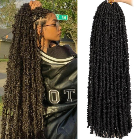 Xtrend 6 Packs Butterfly Locs Crochet Cheveux 30 Pouces Noir Pré-Bouclés Distressed Papillon Locs Tresses Douces Mèches Désordon