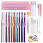 Wamkon Kit de 53 crochets au crochet Ensemble d'accessoires au crochet avec | 14 tailles de crochets ergonomiques, y compris des
