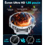 LIGE Montre Connectée Homme Montre Sport avec 1300mAh/1,85'' HD Grand Écran/LED Lampe, Moniteur de Fréquence Cardiaque et Sommei