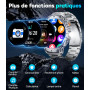 LIGE Montre Connectée Homme Montre Sport avec 1300mAh/1,85'' HD Grand Écran/LED Lampe, Moniteur de Fréquence Cardiaque et Sommei