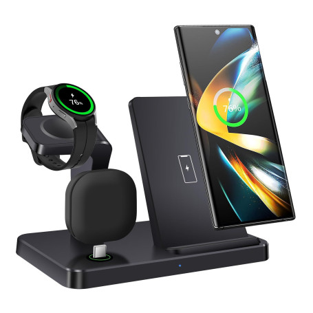 FDGAO Chargeur sans Fil 3 en 1 Chargeur Induction Rapide 15W pour Samsung | Station de Charge pour Samsung Galaxy S26 S25 S24 S2