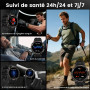 KOSPET Tank T4C GPS Montre Connectée Homme, Lampe Torche LED, Talkie-Walkie | Étanche 5 ATM et IP69K, 1,5'' AMOLED, Autonomie 15