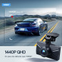 WOLFANG 2.5K Dashcam Voiture Avant Arrière, 1440P+1080P FHD Camera Embarquée Voiture, IPS 3" Camera Voiture Grand Angle de 170°+