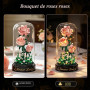 HiWEEGO Kit de construction de roses avec lumière LED, 241 pièces, bouquet de roses bordeaux de 3,6 mm, jouet de collection bota