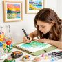 Tongfushop 120 Feutres Acryliques, Marqueurs à Pointe Pinceau Flexible | À base d’eau et couvrants pour pierre, céramique, bois,