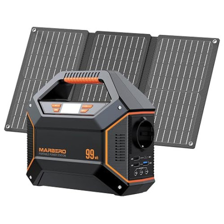 MARBERO 27.000 mAh Générateur Électrique Portable avec Panneau Solaire 30W | 100W Pack Générateur Solaire Batterie Externe 220V