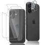 Oelrstfe 2 Pièces Arrière Verre Trempé pour iPhone 16 avec 2 Caméra Protecteur D'écran,HD Transparent Film Protection écran,9H D