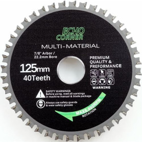Lame de scie 125 mm en carbure pour meuleuse d'angle, alésage 22,2 mm, 40 dents