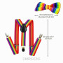 TRIXES 2 Noeud Papillon et Bretelles Arc-en-ciel Bretelles élastiques en forme de Accessoires pour Déguisements de Fête et Événe
