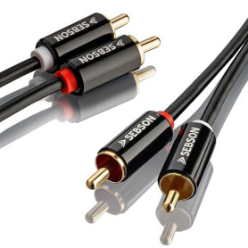 SEBSON Câble RCA Audio 2m - 2 RCA mâle à 2 RCA mâle, Câble Audio AUX pour Systèmes Stéréo, Amplificateurs, Enceintes, Home Ciném