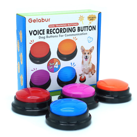 Gelabur 4 pièces buzzer enregistrable, buzzer chien communication bouton 30 secondes d'enregistrement, pour la formation et les 