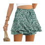 PrinStory Short d'été pour femme - Taille haute - Volants - Pantalon court pour loisirs - Jambes larges - Jupe courte - Plage -