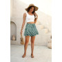 PrinStory Short d'été pour femme - Taille haute - Volants - Pantalon court pour loisirs - Jambes larges - Jupe courte - Plage -