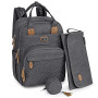 Dikaslon Sac a Langer Bebe, Sac à Langer à Dos Grande Capacité 18 Poches, Polysteer Déperlant, Tapis à Langer, Porte Tétine, San