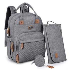 Dikaslon Sac a Langer Bebe, Sac à Langer à Dos Grande Capacité 18 Poches, Polysteer Déperlant, Tapis à Langer, Porte Tétine, San