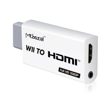 Mcbazel Adaptateur Wii HDMI, Adaptateur Wii vers HDMI Convertisseur Vidéo Full HD 1080P avec Sortie Audio 3,5 mm, Compatible Wii