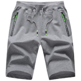 JustSun Short Homme Sport Running Jogging Coton Léger avec Poches Zippées